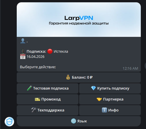 Главное меню бота